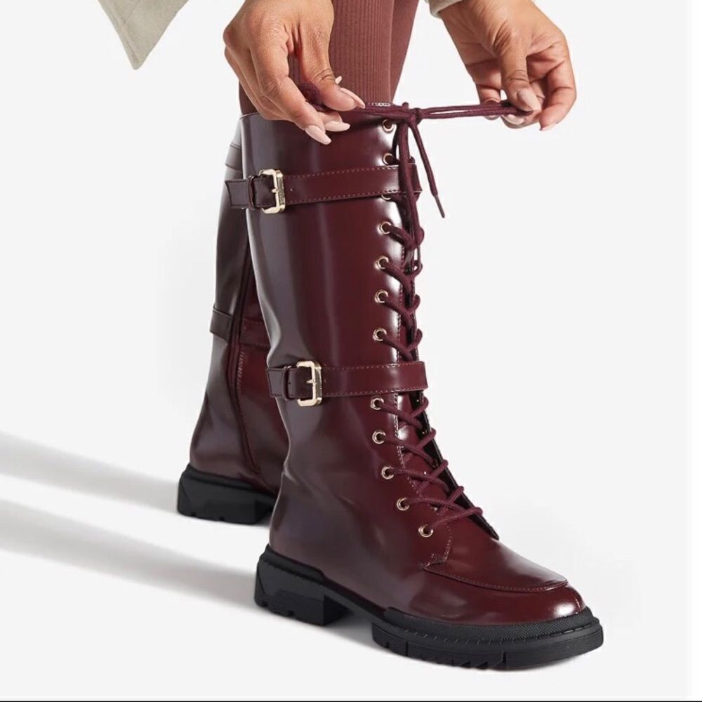NEW … GABRELA “Oxblood” Lace Up Flat Boots